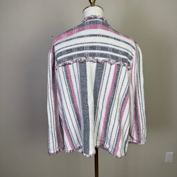Nic+Zoe Dashing Days Tweed Fringe Trim Jacket US Women's 1X Plus - Picture 4 of 9